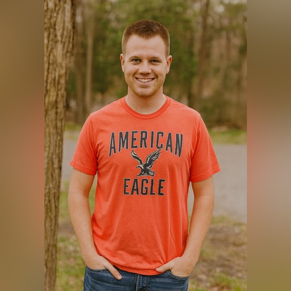 American Eagle Outfitters Graphic T-Shirt – Men’s (Coral Red) - Picture 1 of 7